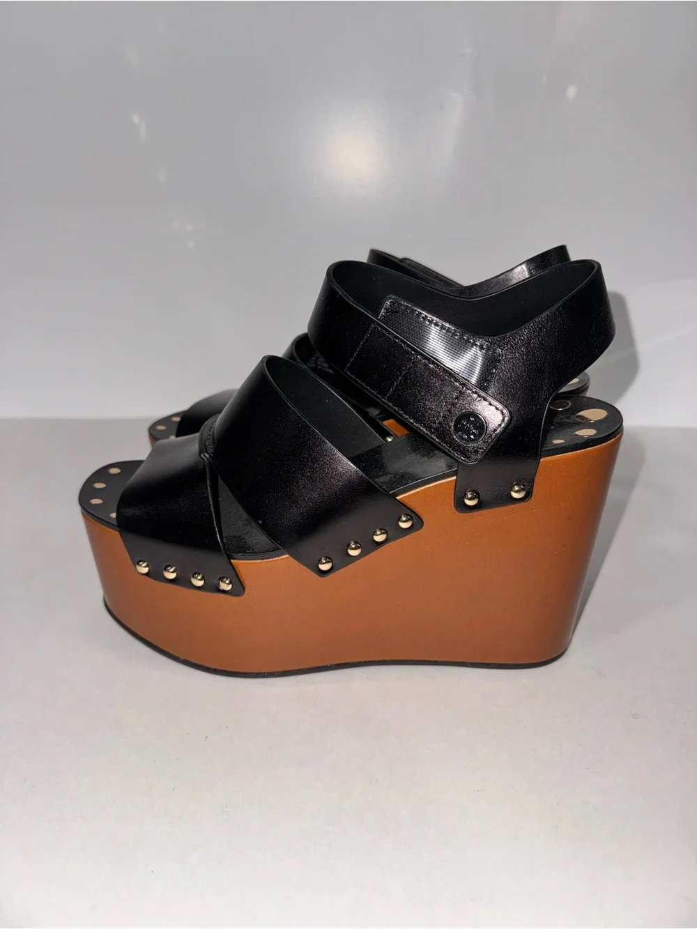 Tory Burch  Studded Leather Platform Wedge Sandals